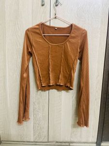 Cute Brown long flared sleeves Top
