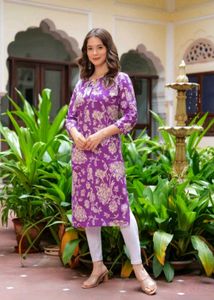 Purple Floral Print Kurta