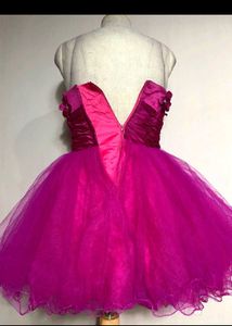 Hot Pink Floral Embellished Tulle Party Dress