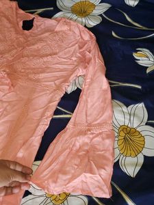 Peach Embroidered Tunic Top