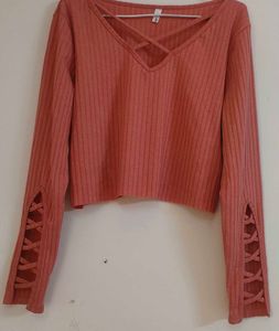 Super Stylish Peach Crop Top