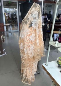 Sample Hand Embellished Real Ostrich Feather Saree