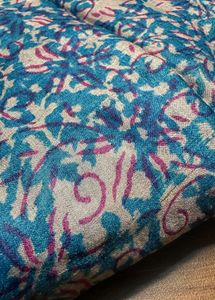Teal &amp; Blue Floral Tussar Silk Kurti Set