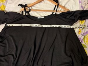 Black Off-Shoulder Tie Strap Top
