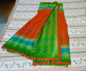 Orange &amp; Green Saree
