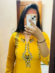 Sunny Yellow Embroidered Kurti