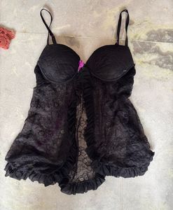 Black Lace Lingerie Top