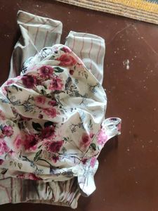 Floral Top &amp; Striped Pant Set