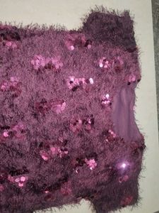 Sequence Fur Stoles Fancy Crop Top For Girls