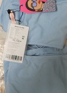 Blue Ribbed Knit Set