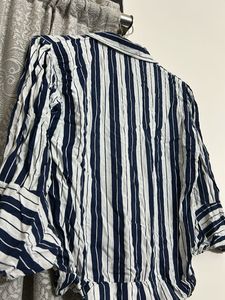 Striped Tie-Front Crop Shirt