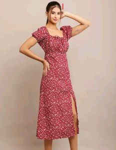 Floral Midi Dress with Slit