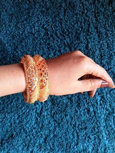 Gold Plated Bangles With Stud