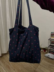 Patterned Denim Tote Bag