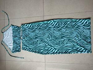 Zebra Print Halter Cutout Dress