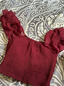Maroon Cute Crop Top