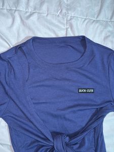 Navy Tie-Front T-Shirt Dress