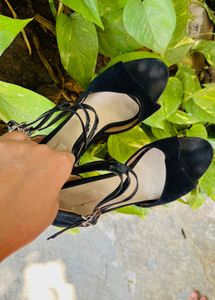 Black Ankle Wrap Heels