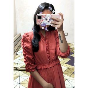 (Plus S)Flirty &amp; Fabulous Orange Tiered Wrap Dress