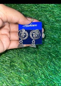 Combo Of 3 Silver Jhumka Earrings