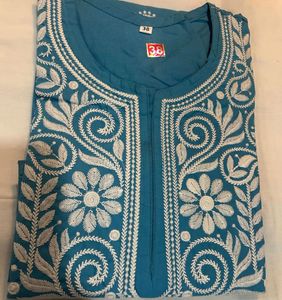 Never used Blue Chikkankari Embroidered Kurta