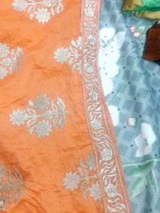 Orange Floral Embroidered Kurti