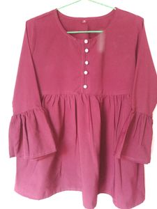 Rich Maroon Colour Bell Sleeves Top😀