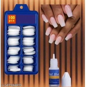 100 Pcs Nail Tips Set with Glue