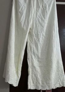 White Embroidered Palazzo Pants