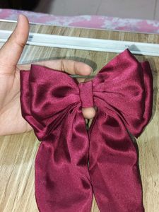 Maroon Bow Hair Clip