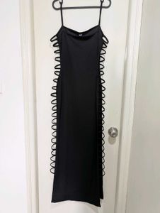Slinky Black Maxi Dress with side Cutouts