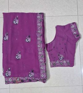 Elegant Purple Saree with Blouse