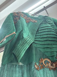 Anarkali  with dupatta Green