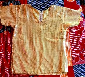 SparklyGold  Top With DarkPink Lehenga And Duppata