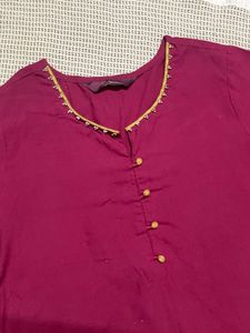 Maroon &amp; Gold Accented Kurti