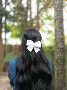 White Knitted Hair Bow