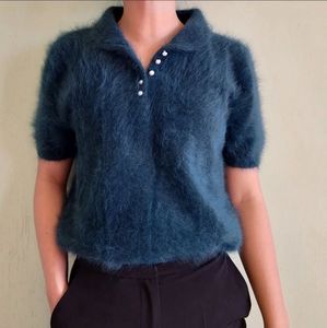 Vintage Fuzzy Knit Polo