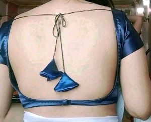 Non Padded Satin 1 Hook Deep Neck Blouse