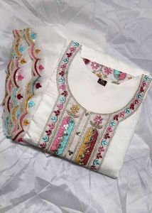 Embroidered white Kurta Set✨