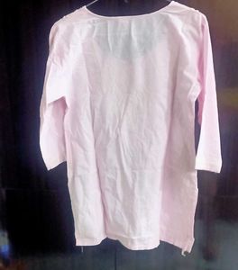 Pink short kurti white Embroidered