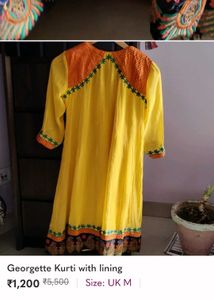 Yellow Embroidered Kurta