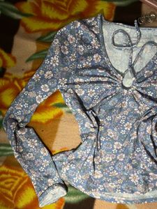 Floral Long Sleeve Crop Top