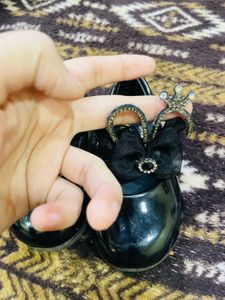 Black Embellished Shoe For Baby Girl