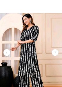 Shibori Black Cotton Straight Fit Kurta pant Set