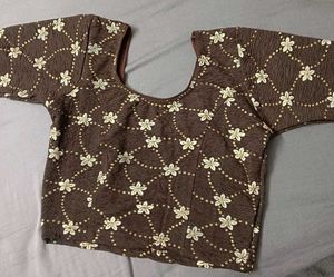 Brown Blouse With Golden Flower