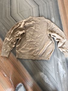 Beige Knit Long Sleeve crop thrifted top