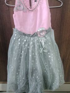 Girls' Pink & Silver Party Dress