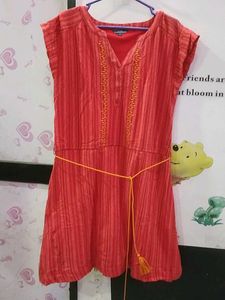 Coral Striped Dress