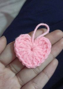 Baby Pink Crochet Heart Keychain Or Charm