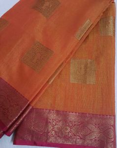 New ORANGE BANARASI SILK SAREE